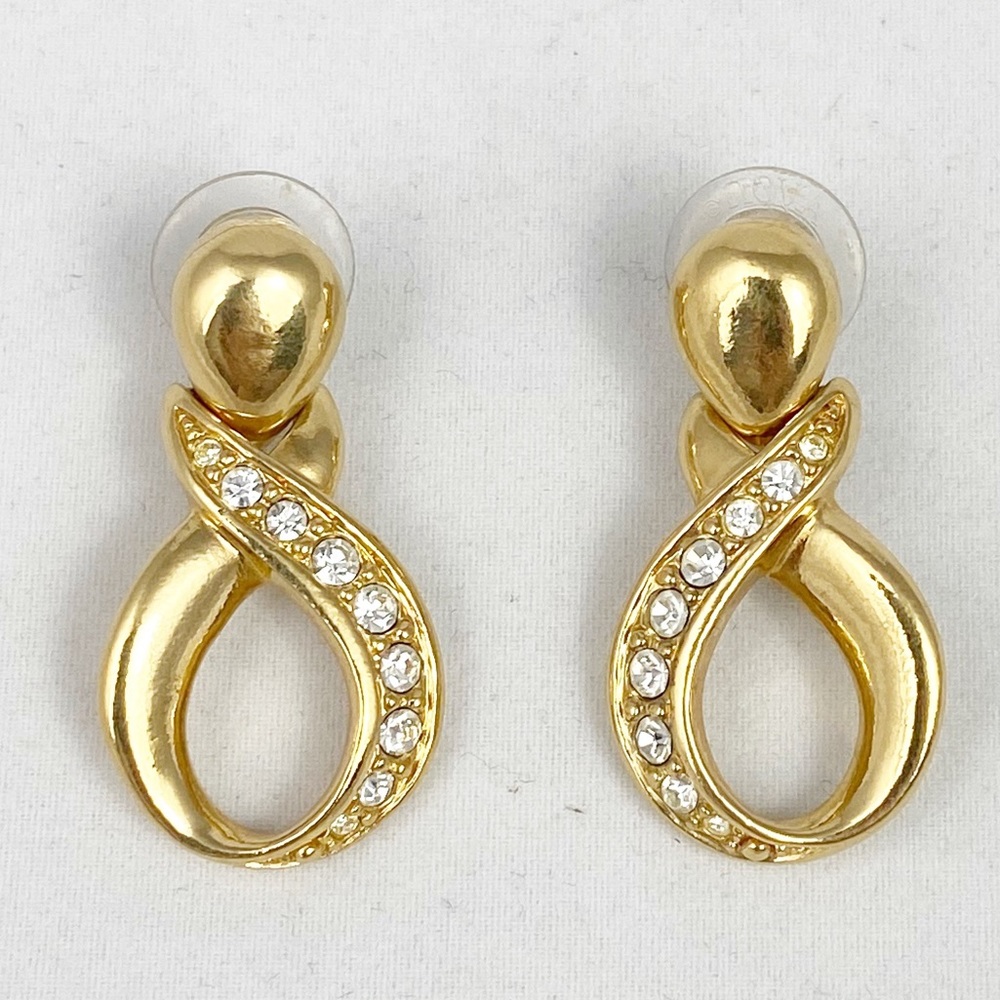 Vintage Avon Rhinestone Infinity Loop Earrings